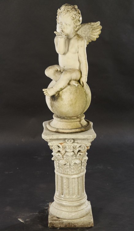 COMPOSITE WINGED PUTTI ON COLUMN FORM PEDESTAL (1 of 4)