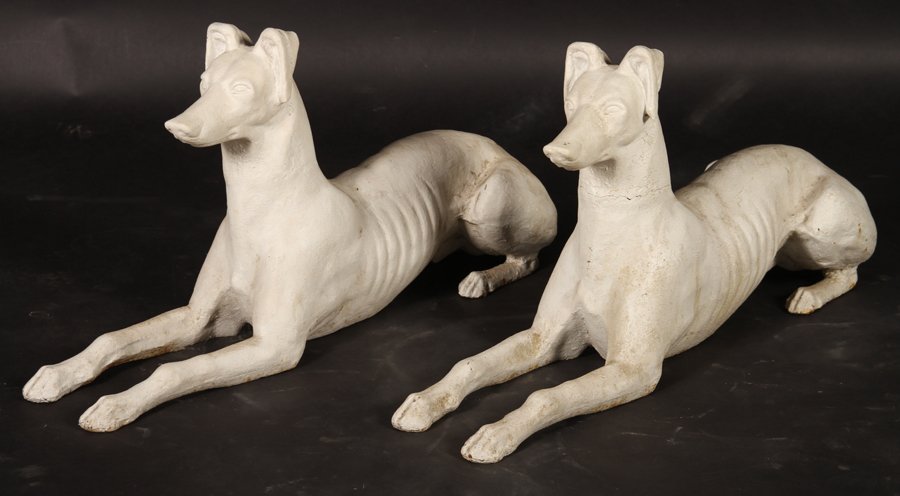 PAIR AMERICAN CAST IRON WHIPPETS ATTR. FISKE 1900 (1 of 6)