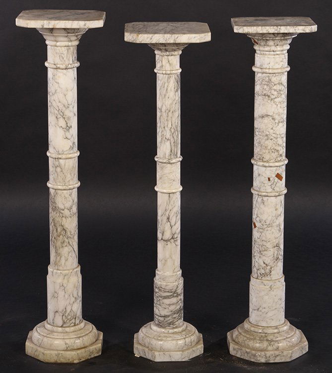 LOT OF THREE CARVED MARBLE PEDESTALS (1 of 5)