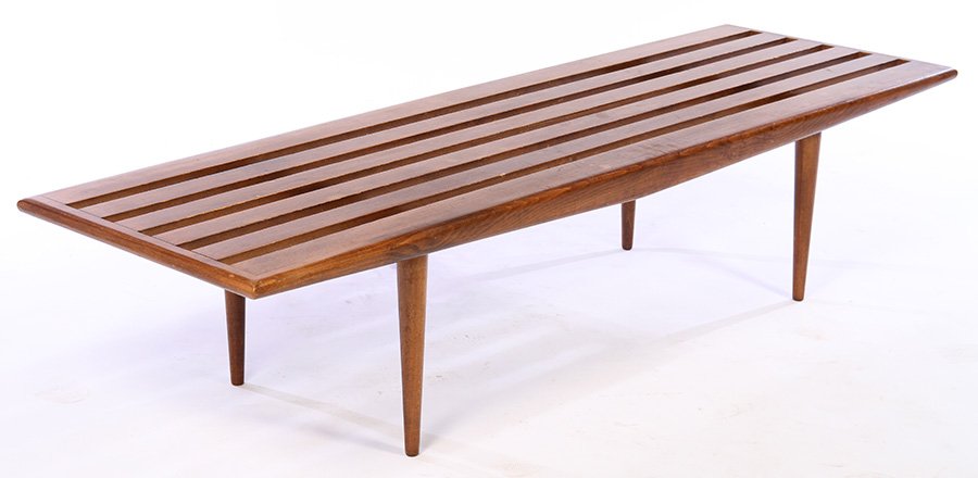 MID CENTURY SLAT SEAT COFFEE TABLE OR BENCH (1 of 4)