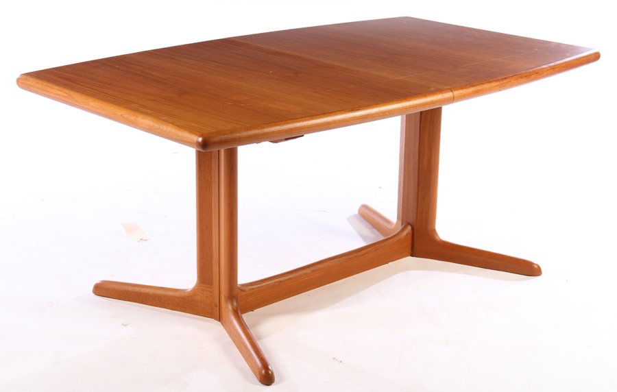 DANISH MODERN DINING TABLE 2 LEAVES PEDESTAL BASE (1 of 5)