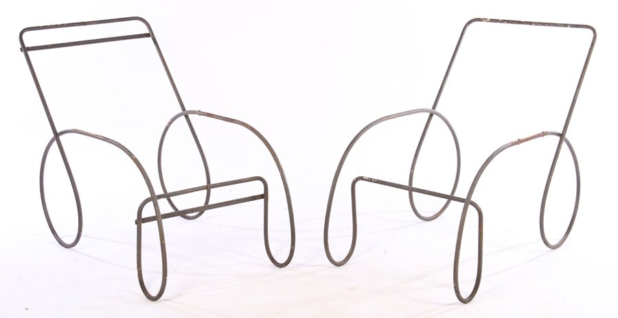 PAIR MIDCENTURY MODERN TUBULAR METAL CHAIR FRAMES (1 of 4)