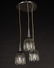 LABELED ALUMINUM HANGING LIGHT 3 SHADES 1970