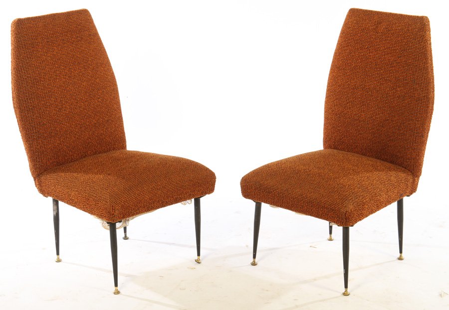 PAIR ITALIAN UPHOLSTERED SIDE CHAIRS 1960 (1 of 4)