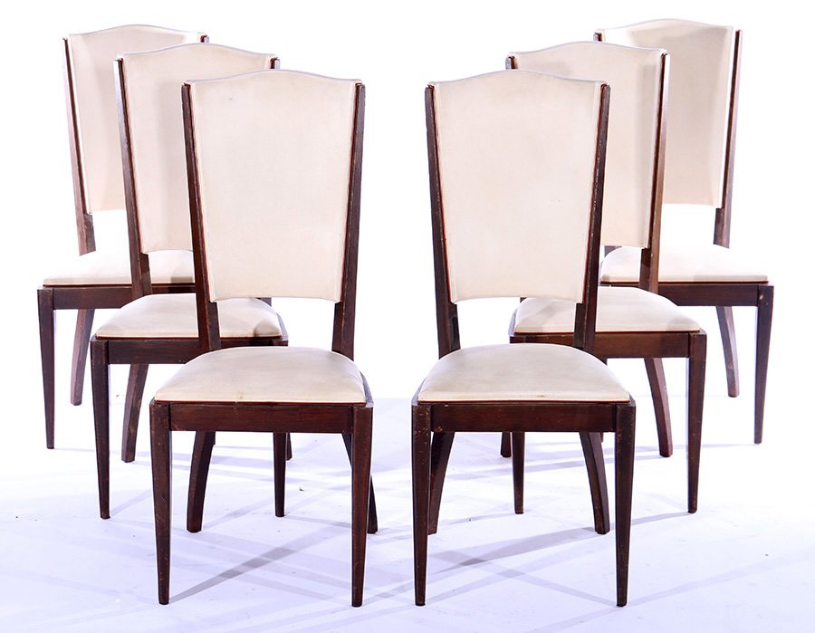 SET 6 ITALIAN DINING CHAIRS VINYL UPHOLSTERY (1 of 5)