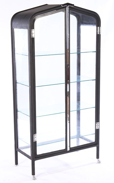 ART DECO IRON CHROME VITRINE 2 DOORS (1 of 5)