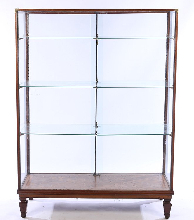 OAK VITRINE GLASS FRONT SIDES TAPERED FEET 1900 (1 of 6)