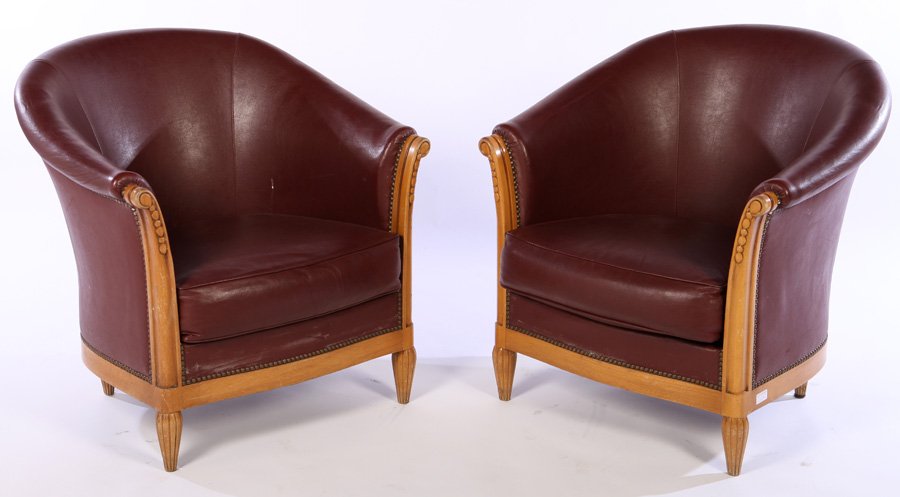 PAIR OF ART DECO UPHOLSTERED TUB CHAIRS C.1940 (1 of 5)