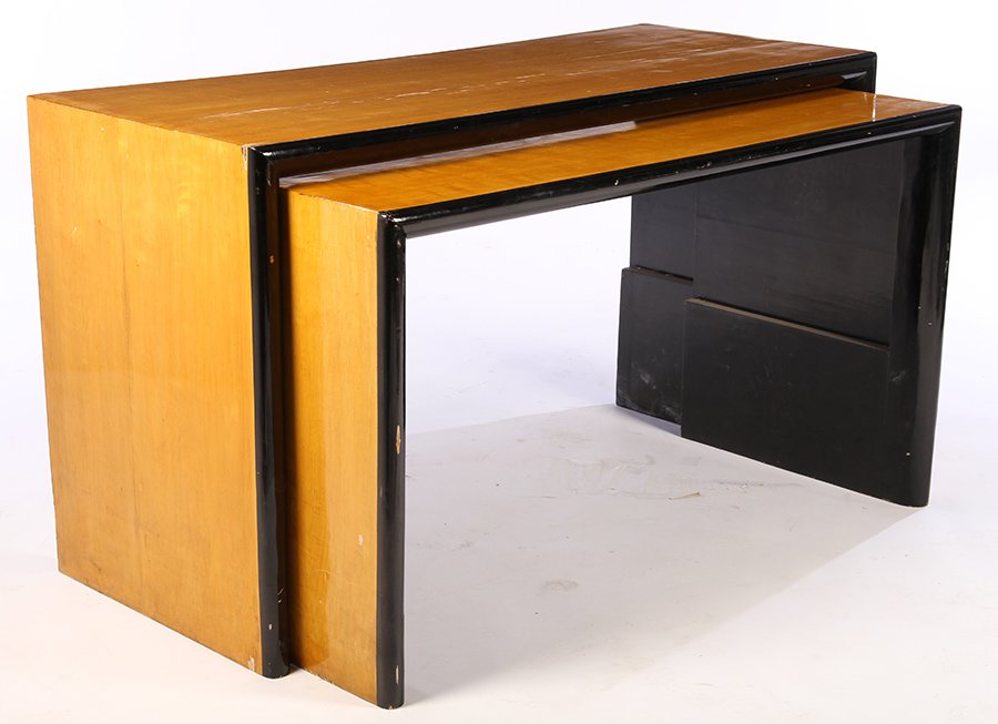 PAIR MAPLE EBONIZED ART DECO NEST OF TABLES C1930 (1 of 4)