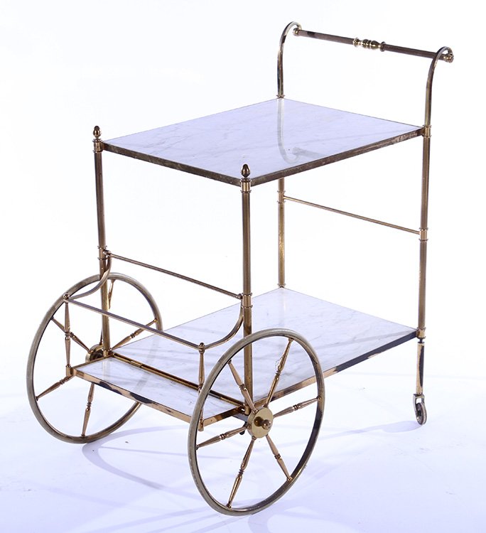 2 TIERED BRONZE MARBLE DRINKS CART 1940 (1 of 6)