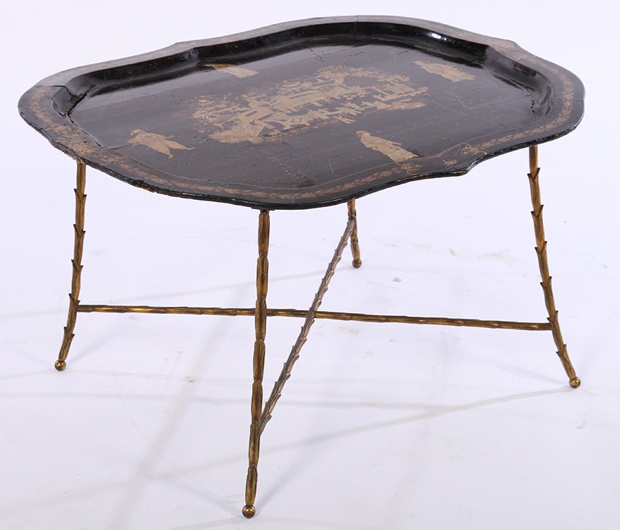 BRONZE BAQUES COFFEE TABLE PAPER MACHE 1940 (1 of 6)