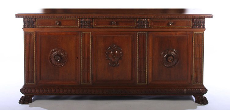 CARVED WALNUT ITALIAN SIDEBOARD C.1930 (1 of 6)