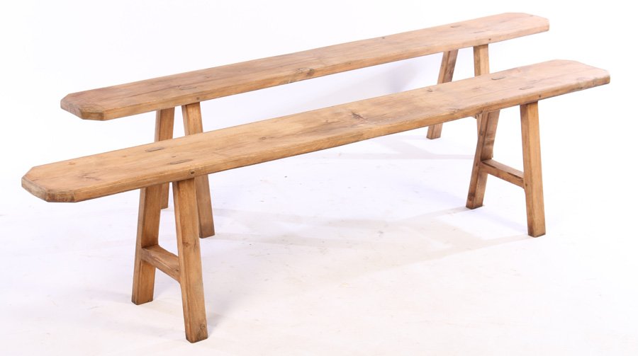 A PAIR OF 19TH CENTURY FRENCH MONKS BENCHES (1 of 5)