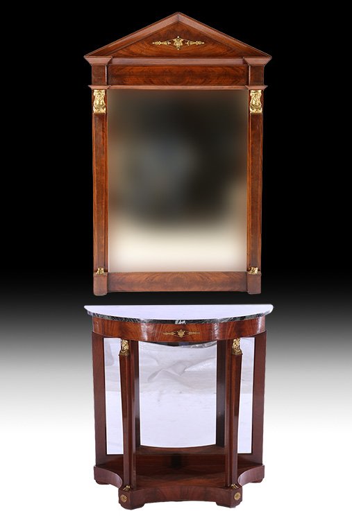NEOCLASSICAL MARBLE TOP BRONZE CONSOLE TABLE 1910 (1 of 10)