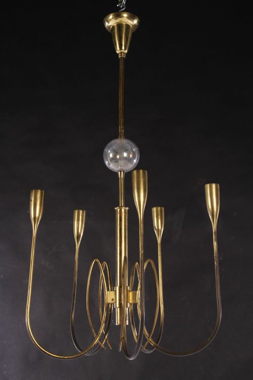 ITALIAN MODERN BRASS CHANDELIER GIO PONTI 1960 (1 of 5)
