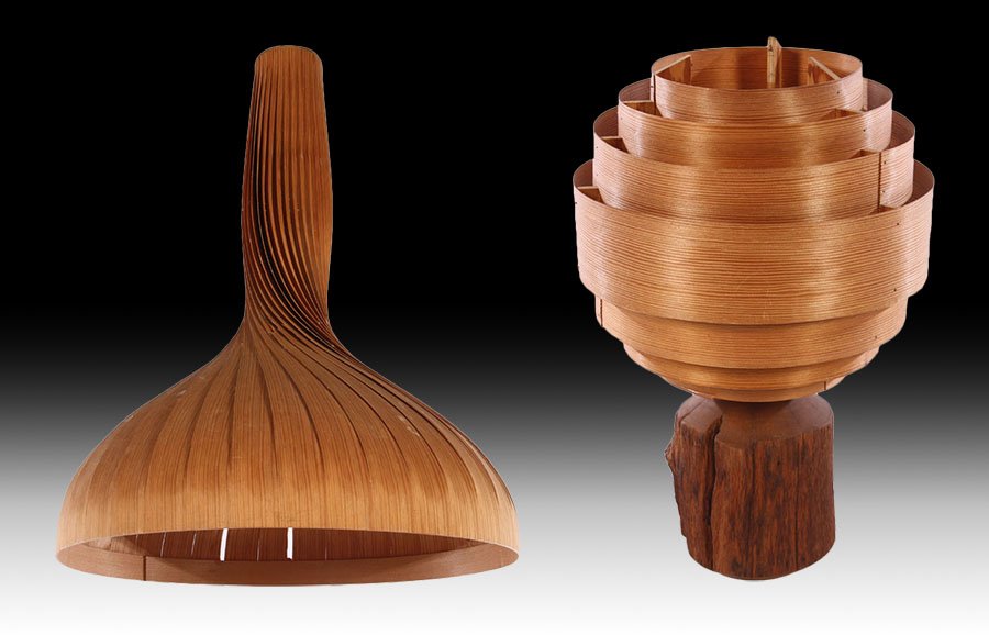 TWO PC LOT SIGNED DANISH BENTWOOD LIGHTING 1970 (1 of 7)