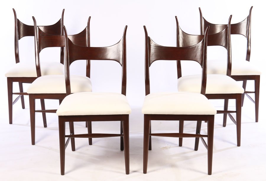SET OF 6 WORMLEY FOR DUNBAR DINING CHAIRS C.1950 (1 of 5)