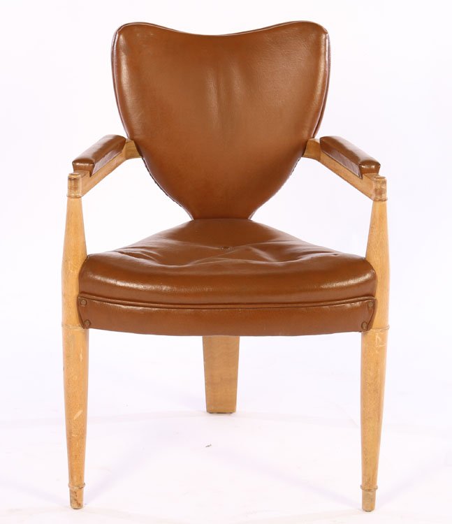 SINGLE FRENCH ARMCHAIR HEART SHAPED BACK C.1940 (1 of 4)