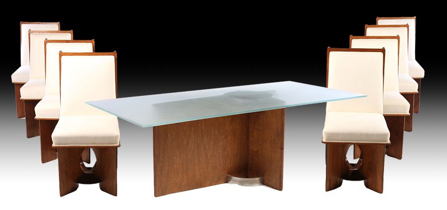 KEM WEBER RECTANGULAR DINING TABLE 8 CHAIRS 1930 (1 of 8)