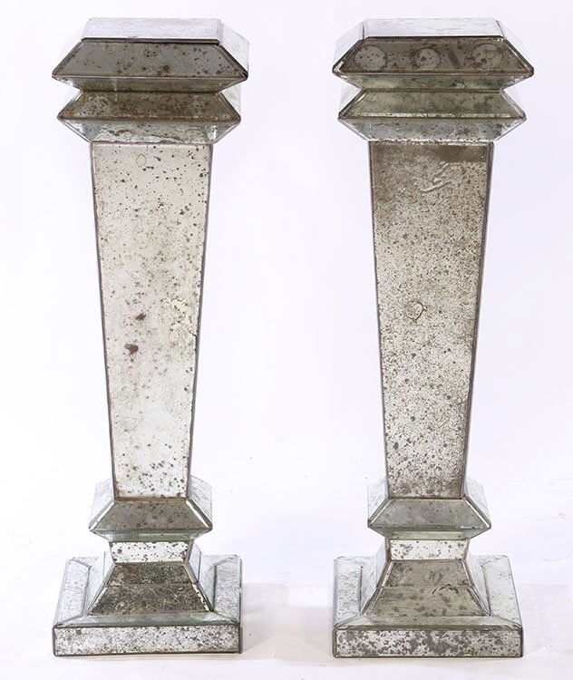 ELEGANT PAIR MIRRORED PEDESTALS SERGE ROCHE (1 of 6)