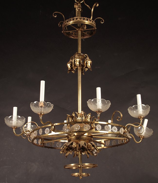 BRONZE & CRYSTAL CHANDELIER 8 ARMS DROP CRYSTAL (1 of 8)