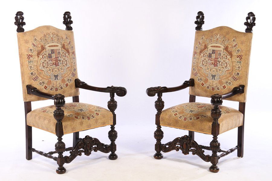 PAIR OF CONTINENTAL OPEN ARM LIBRARY CHAIRS (1 of 7)