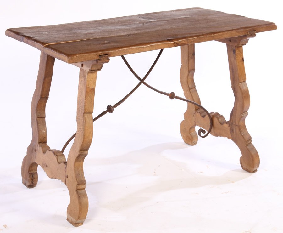 A CONTINENTAL TRESTLE TABLE WITH WROUGHT IRON (1 of 4)