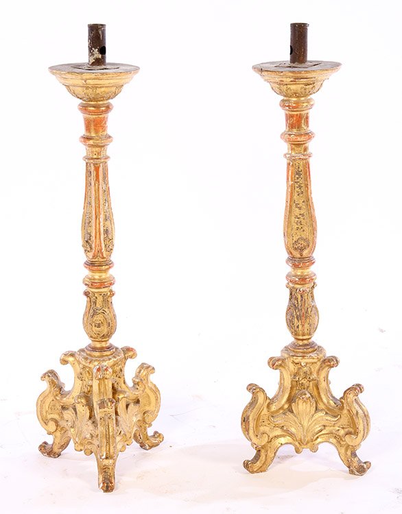 PAIR OF 19TH CENTURY CONTINENTAL CANDLESTICKS (1 of 5)
