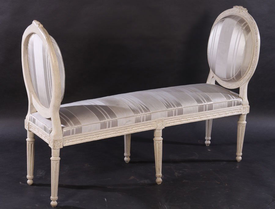 SIX LEG PAINTED LOUIS XVI WINDOW BENCH 1860 (1 of 5)