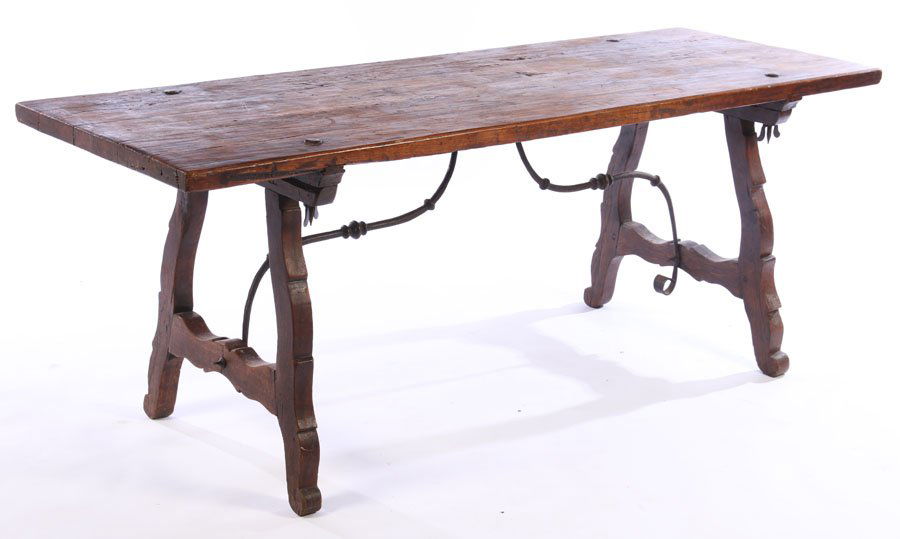 19TH CENT. DINING TABLE PLANK WOOD TOP (1 of 6)