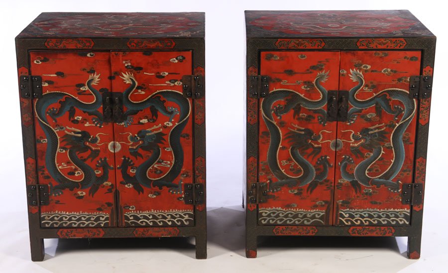 PR CHINESE LACQUERED CABINETS DRAGON MOTIF (1 of 6)
