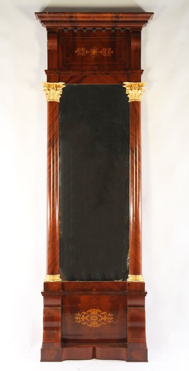 19TH CENT. BIEDERMEIER MAHOGANY PIER MIRROR (1 of 4)