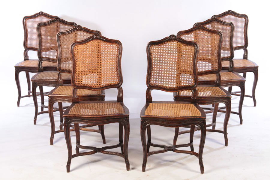 SET 8 FRENCH LOUIS XV DINING CHAIRS 1900 (1 of 6)
