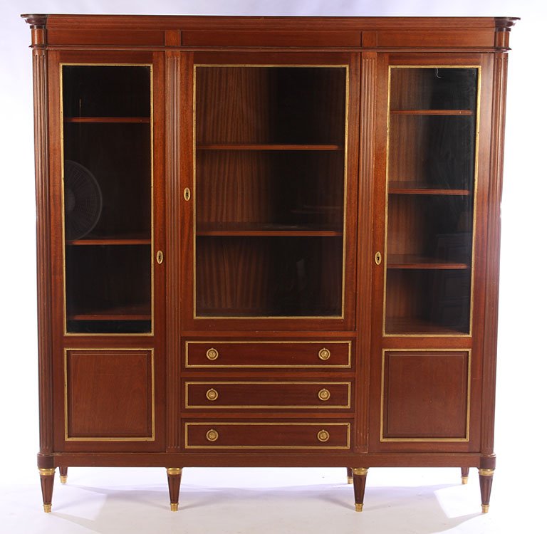 FRENCH LOUIS XVI BRONZE MAHOGANY BOOKCASE 1900 (1 of 5)
