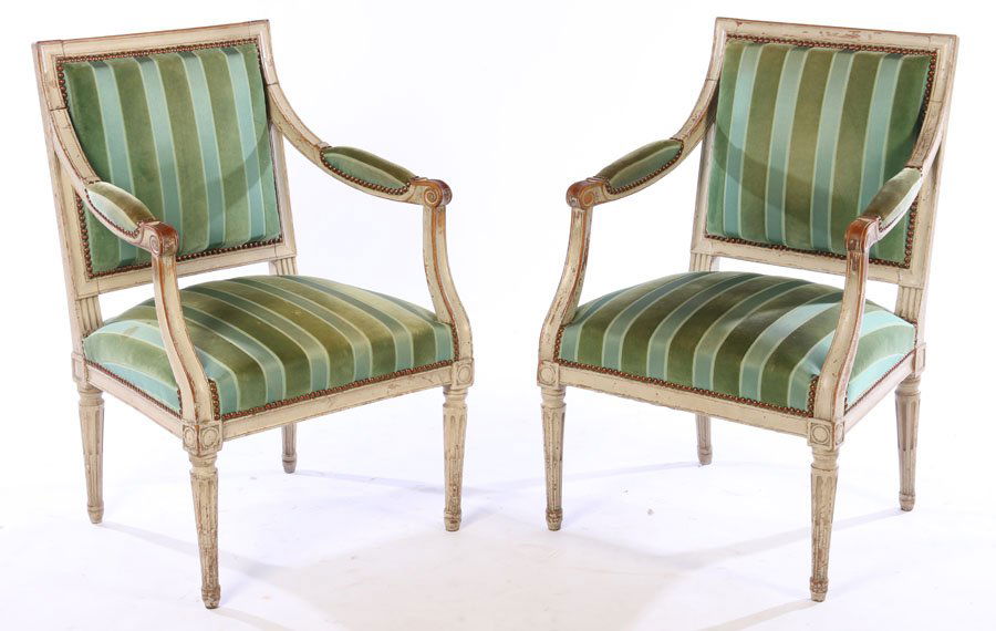 PAIR FRENCH DIRECTOIRE ARM CHAIRS (1 of 5)