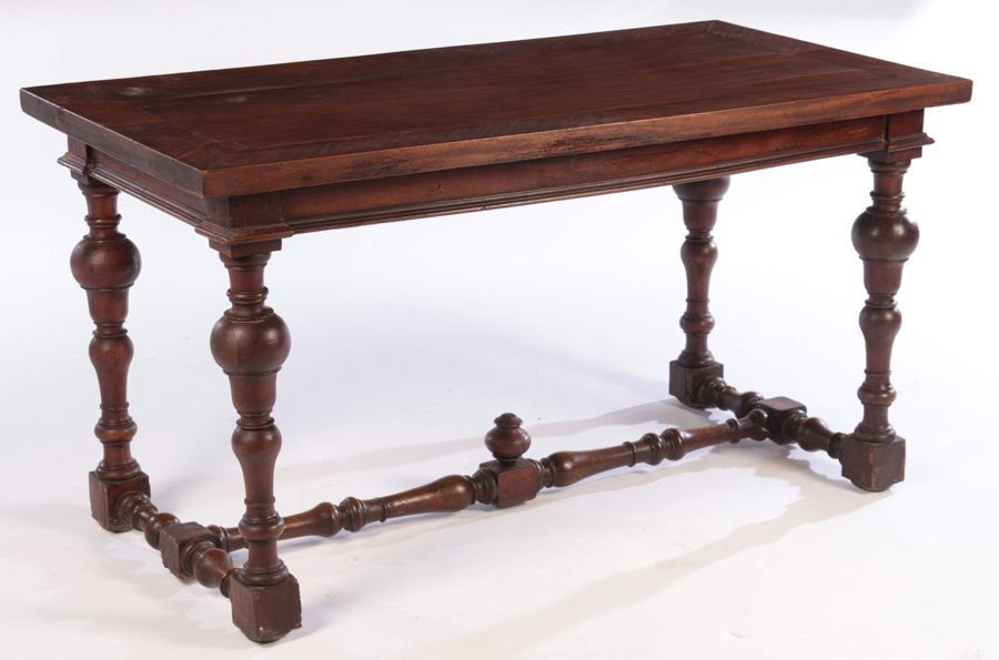 19TH CENT. ITALIAN TABLE BANDED TOP TURNED LEGS (1 of 6)