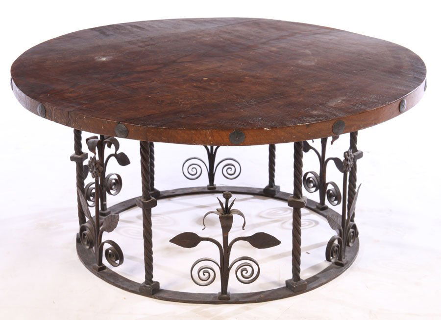 WROUGHT IRON FLORAL COFFEE TABLE CIRCA 1920 (1 of 4)