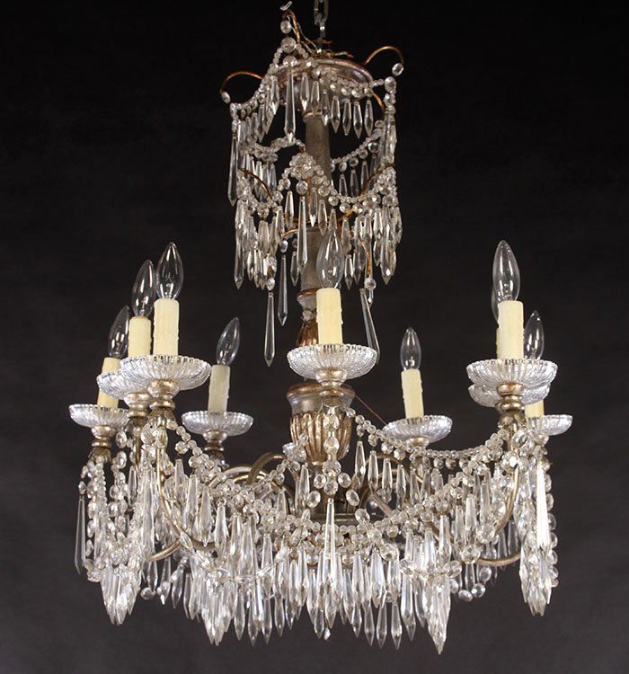 SILVER GILTWOOD PAINTED CHANDELIER 10 ARMS (1 of 5)