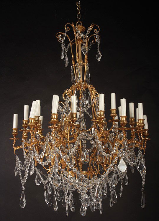 BRONZE DROP CRYSTAL CHANDELIER 25 CANDLES 1950 (1 of 5)