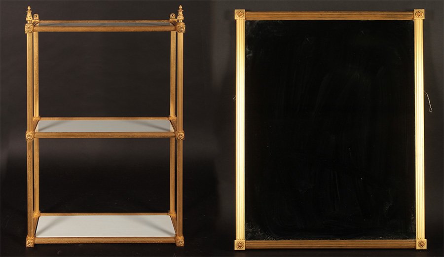 A GILT BRONZE SHELF AND MIRROR SHERLE WAGNER (1 of 7)