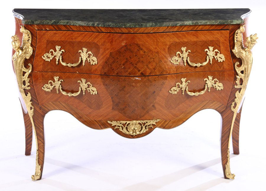 LOUIS XV SERPENTINE FRONT COMMODE MARBLE TOP (1 of 6)