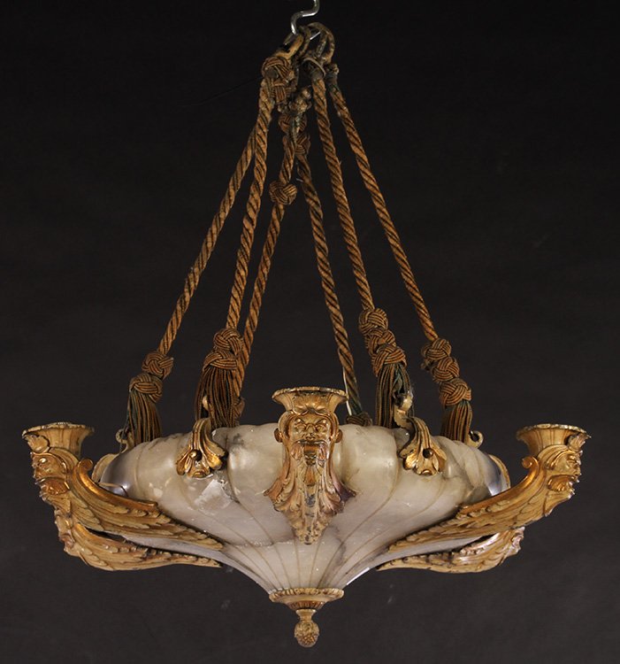 FIGURAL NICKLE OVER BRONZE CHANDELIER C.1910 (1 of 4)