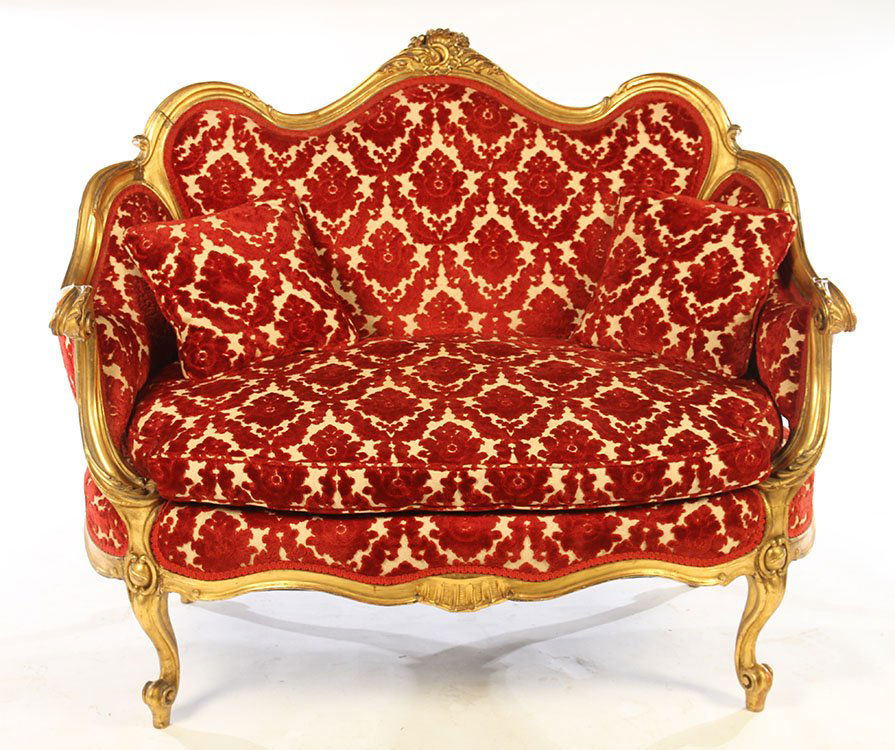 LATE 19TH CENTURY ITALIAN GILT WOOD CARVED SETTEE (1 of 5)