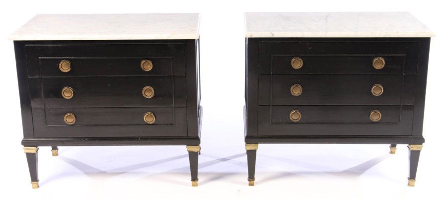 PAIR LOUIS XVI SIDE CABINETS 3 DRAWERS 1940 (1 of 6)