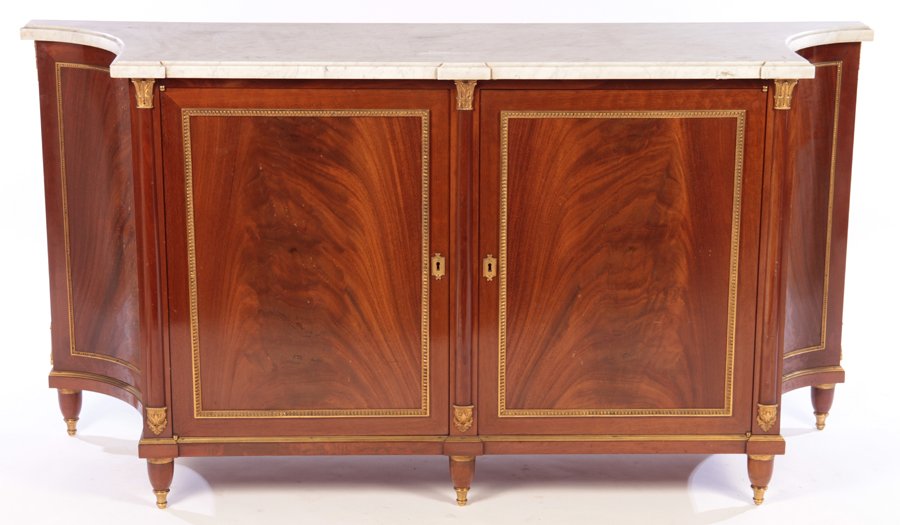 SIGNED JANSEN MAHOGANY MARBLE TOP SERVER 1940 (1 of 7)
