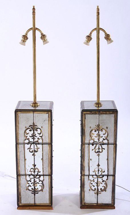 PAIR MAISON JANSEN EGLOMISE TABLE LAMPS (1 of 5)