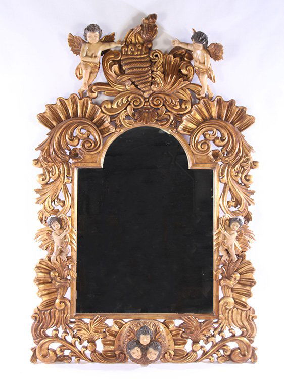 LARGE BAROQUE STYLE FIGURED MIRROR (1 of 5)