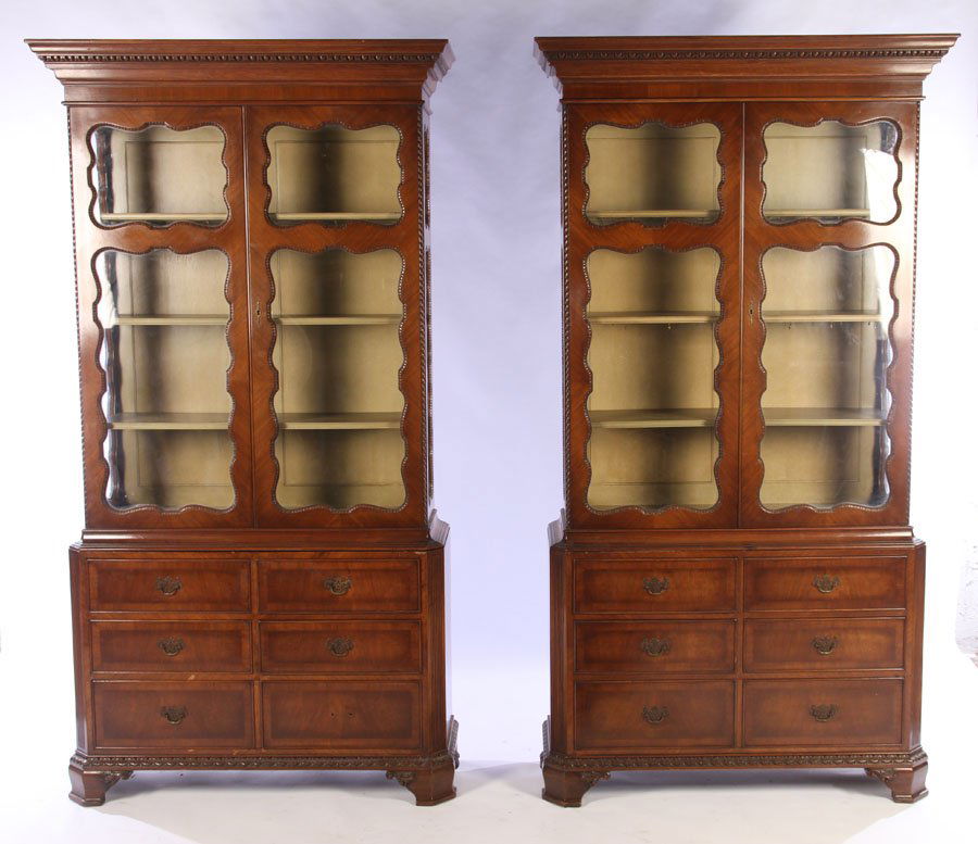 MATCHED PAIR MAHOGANY 2 PART 2 DOOR CABINETS 1920 (1 of 6)