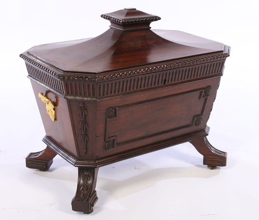 19TH CENT. ENGLISH CARVED MAHOGANY CELLARETTE (1 of 6)
