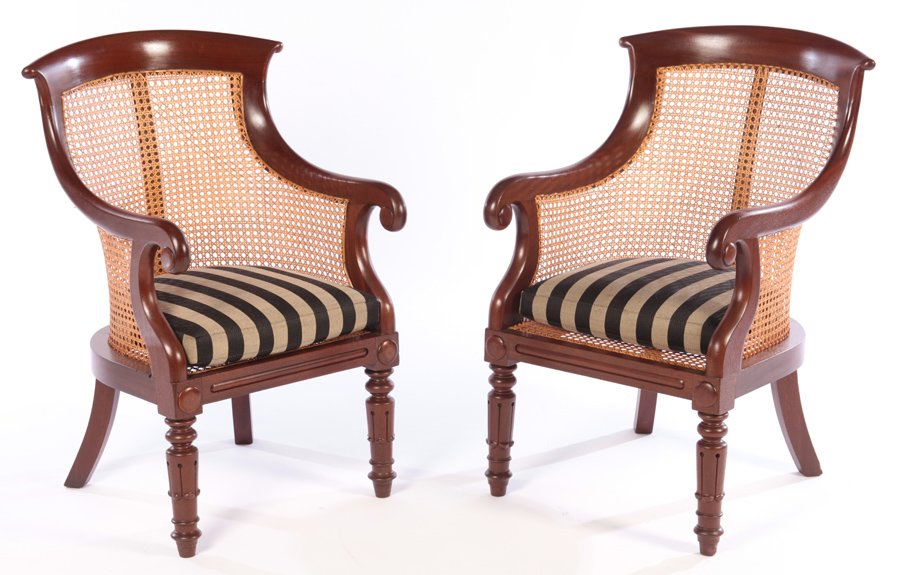 PAIR 19TH CENT. ENGLISH WILLIAM IV ARM CHAIRS (1 of 6)